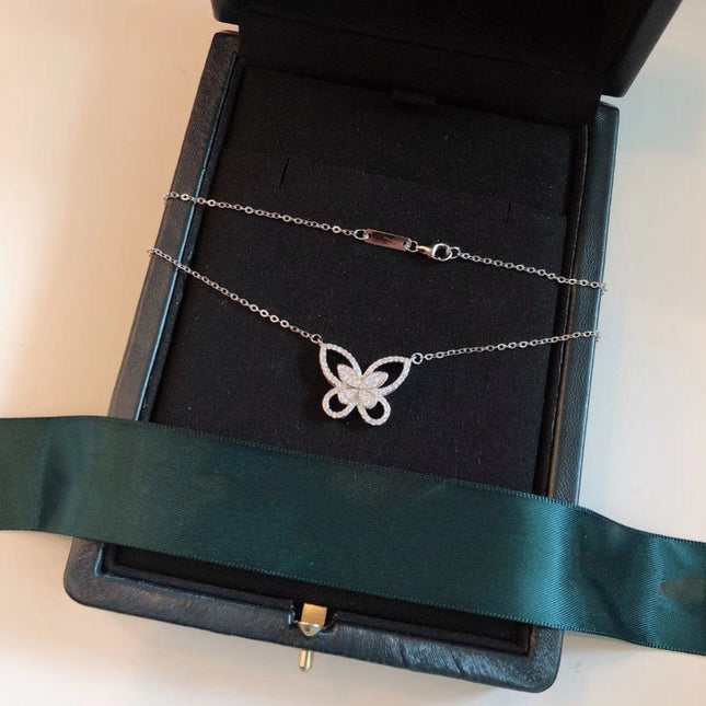 BUTTERFLY SILHOUETTE SILVER DIAMOND NECKLACE