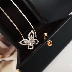 BUTTERFLY SILHOUETTE SILVER DIAMOND NECKLACE
