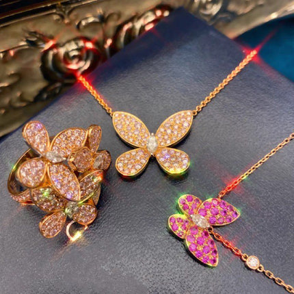 BUTTERFLY GOLD DIAMOND PAVED NECKLACE