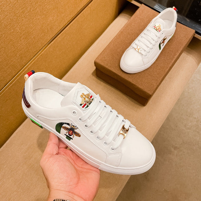 GG ACE EMBROIDERED WHITE BEE