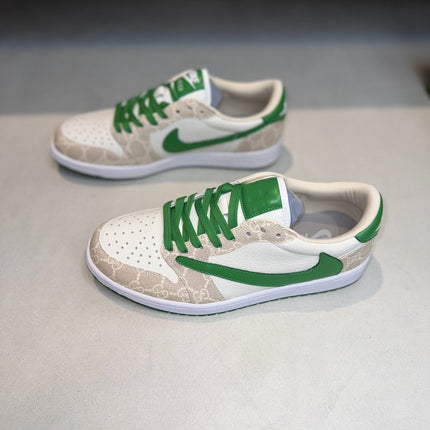 GG LOW TRAVIS GREEN WHITE LEATHER