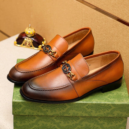 GG MEN'S BROWN LEATHER LOAFERS