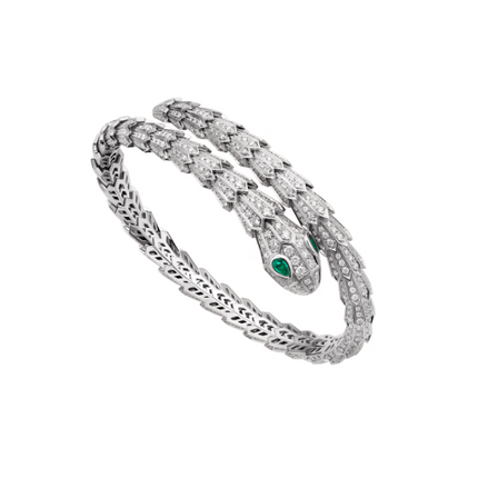 SERPENT MALACHITE SILVER DIAMOND PAVED BRACELET