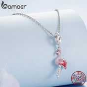 BAMOER Solid 925 Sterling Silver Cute Flamingo Charm Pendant fit Original Bracelet DIY Jewelry Accessories bamoer Beads BSC1123