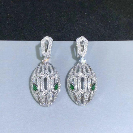 SERPENTI MALACHITE DIAMOND EARRINGS SILVER