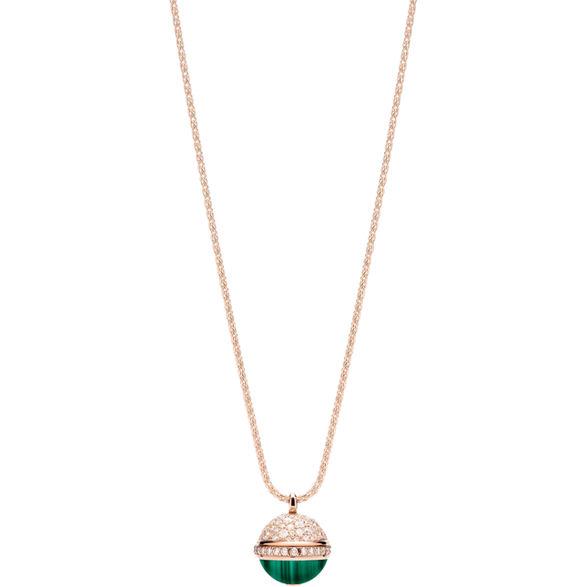 POSSEISSION DIAMOND PINK GOLD MALACHITE NECKLACE