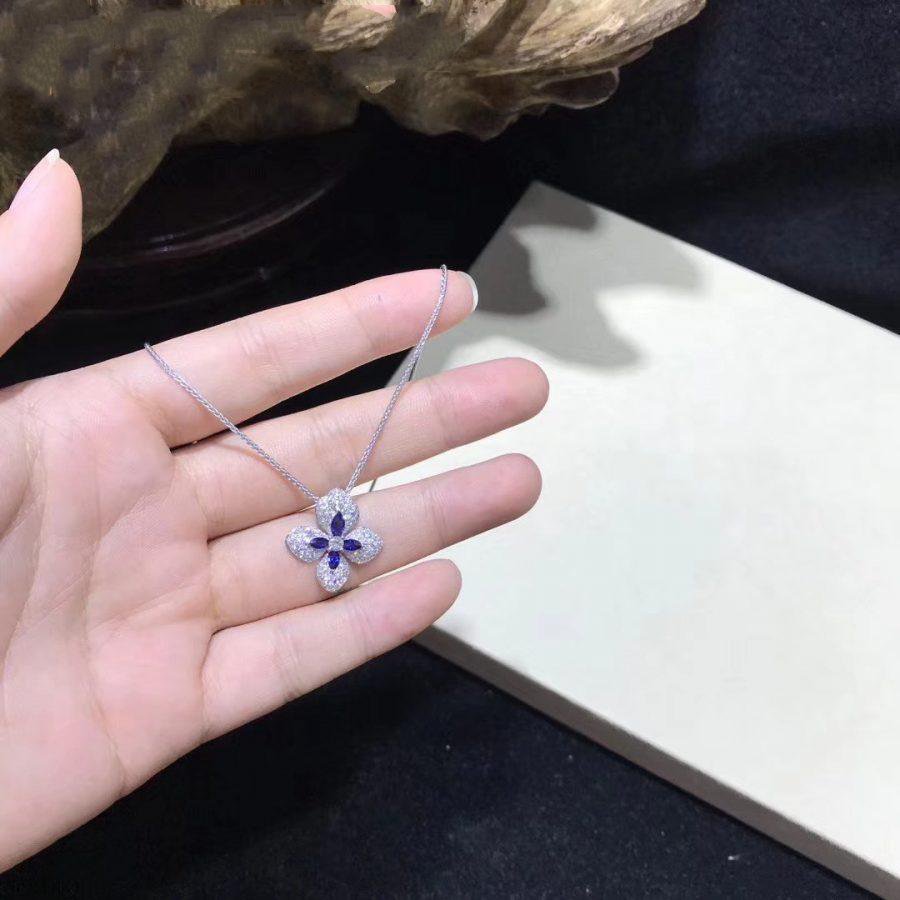 HORTENSIA NECKLACE AGATE DARK SILVER DIAMOND