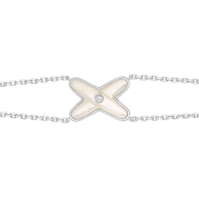 JEUX BRACELET WHITE MOP SILVER 1 DIAMOND