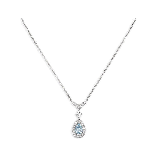 JOSEPHINE TURQUOISE LIGHT SILVER DIAMOND NECKLACE