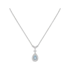 JOSEPHINE TURQUOISE LIGHT SILVER DIAMOND NECKLACE