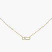 MOVE UNO PAVED SILVER DIAMOND NECKLACE