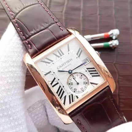 TANK MC ROSE GOLD 41 BROWN LEATHER STRAP