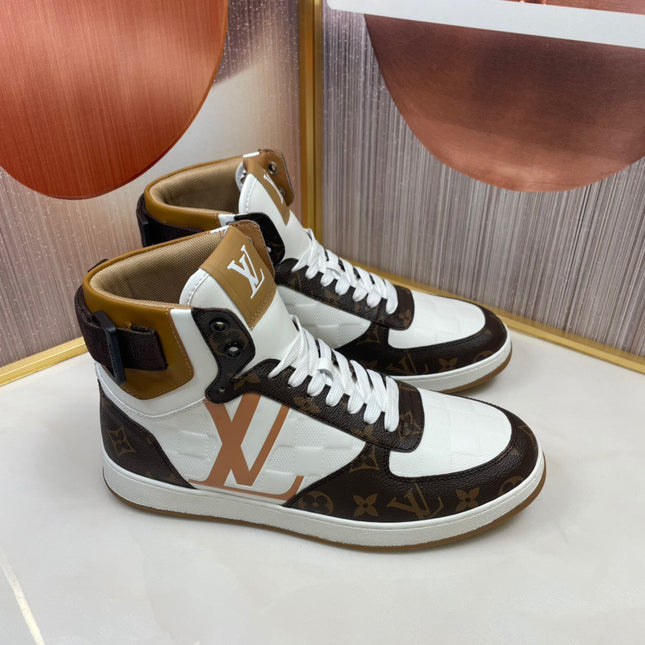 LV RIVOLI HIGH-TOP SNEAKERS BROWN WHITE