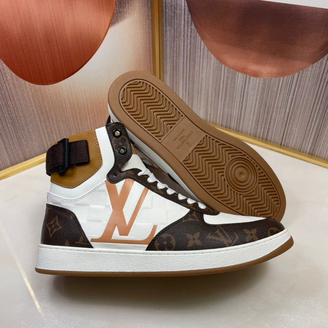 LV RIVOLI HIGH-TOP SNEAKERS BROWN WHITE