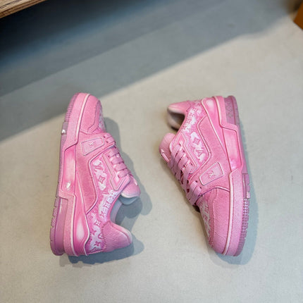 LV TRAINER MONOGRAM DENIM WHITE PINK SNEAKER