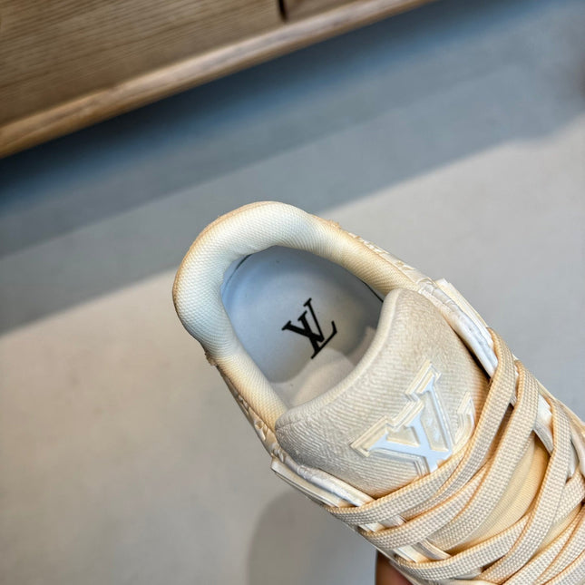 LV TRAINER MONOGRAM DENIM WHITE BEIGE SNEAKE