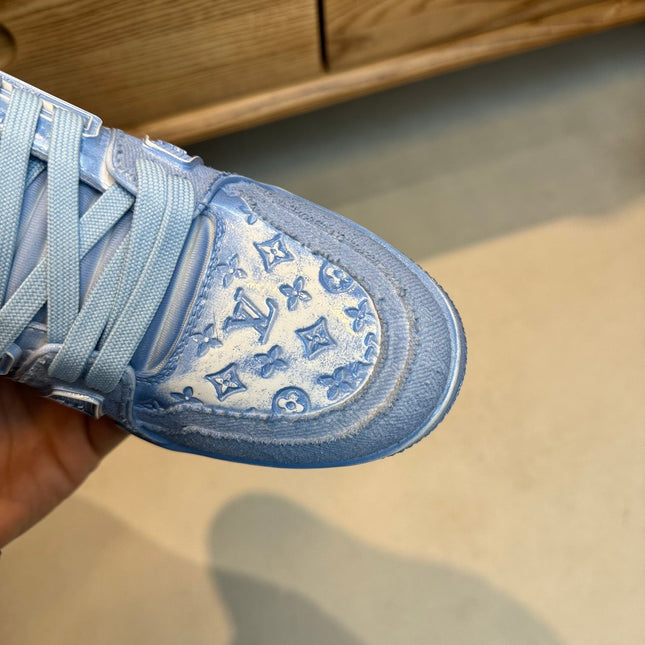 LV TRAINER MONOGRAM DENIM WHITE BLUE SNEAKER