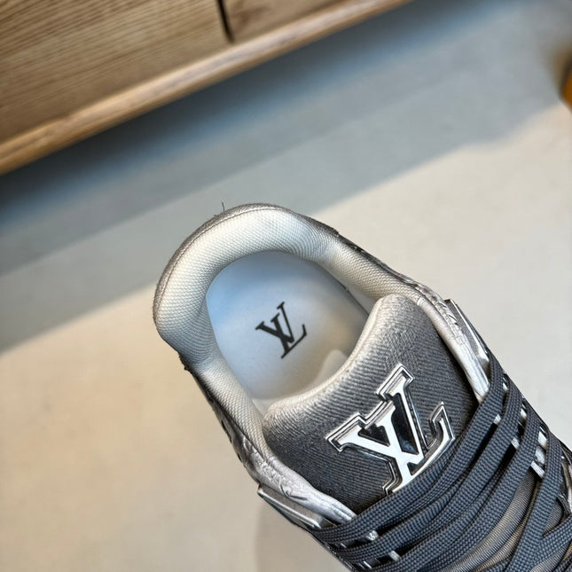 LV TRAINER MONOGRAM DENIM WHITE BLACK SNEKER