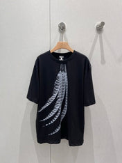 Loewe 25 Feather Printed Round Neck Short Sleeve T-shirt Cotton