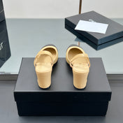 CC HIGH SLINGBACK 25S 65 MM IN BLACK MIX BEIGE LAMBSKIN