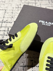 PRADA 25S DEXUN MULE IN LIME GREEN SUEDE LEATHER