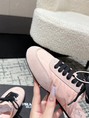 PRADA 25S DEXUN MULE IN LIGHT PINK SUEDE LEATHER