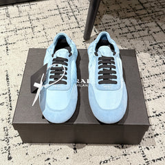 PRADA 25S COLLAPSE SNEAKERS IN LIGHT BLUE RE NYLON AND SUEDE