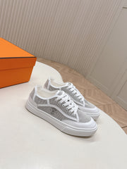 HM 25S SNEAKER LOW SPORTS IN GREY CANVAS MIX WHITE LAMBSKIN