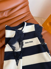 MIU NAVY DRESS WITH WIDE STRIPES 265712