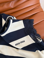 MIU NAVY DRESS WITH WIDE STRIPES 265712