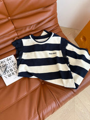 MIU NAVY DRESS WITH WIDE STRIPES 265712