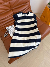 MIU NAVY DRESS WITH WIDE STRIPES 265712
