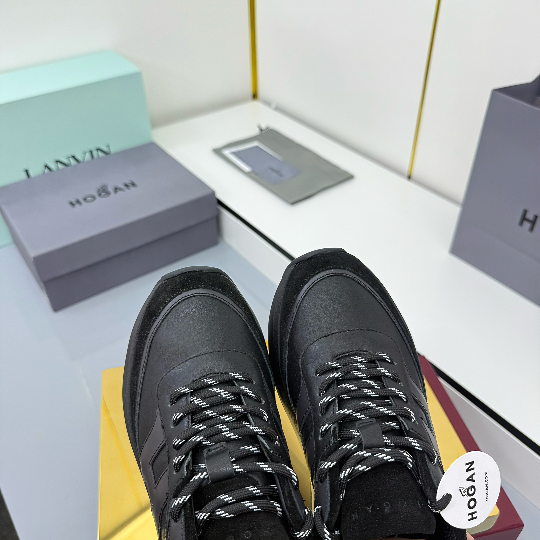 TOM FORD 26S HOGAN SNEAKERS IN BLACK CALFSKIN AND SUEDE