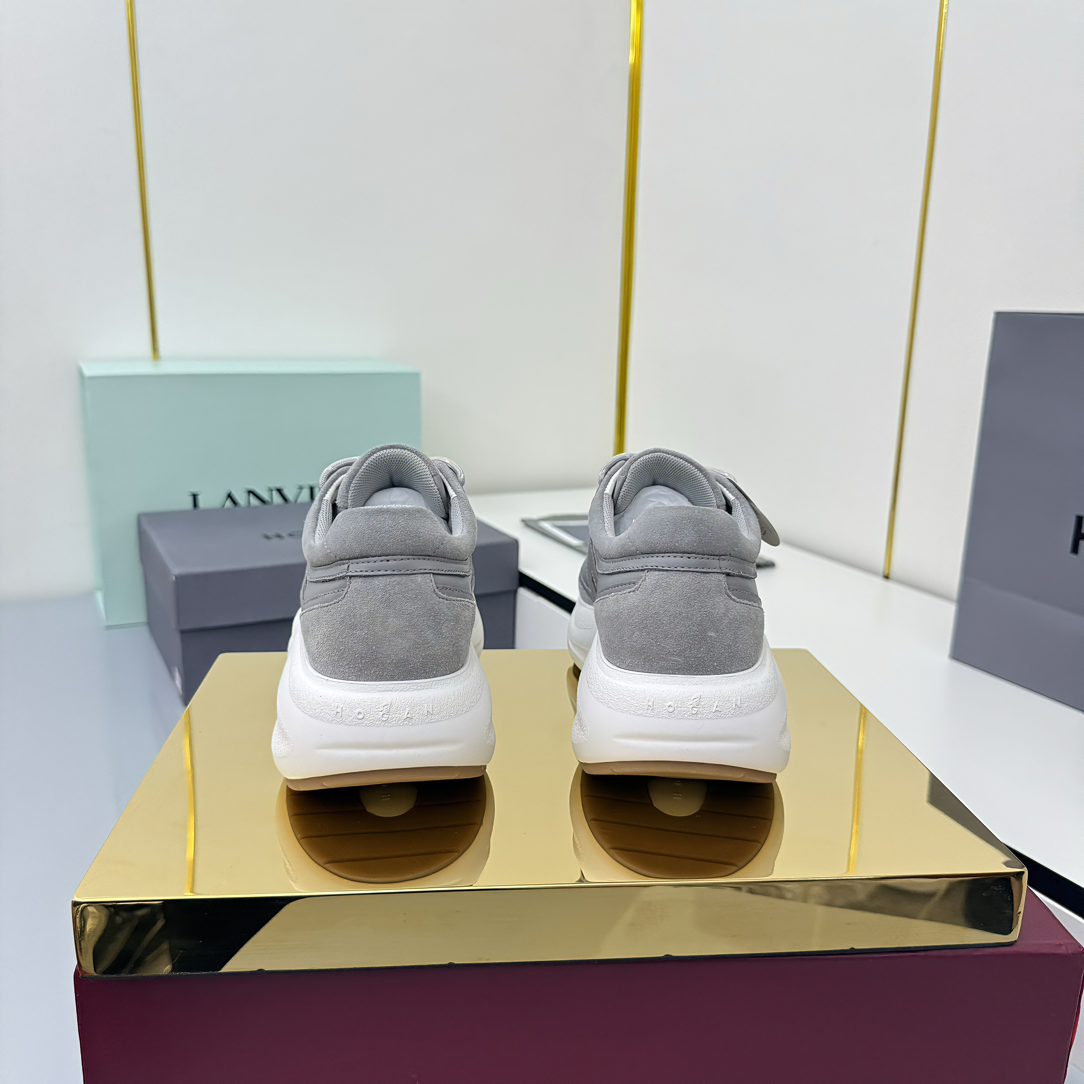 TOM FORD 26S HOGAN SNEAKERS IN GRAY CALFSKIN AND SUEDE