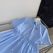 STRIPED SHORT-SLEEVE SHIRT DRESS IN COTTON 265843