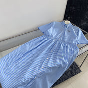 STRIPED SHORT-SLEEVE SHIRT DRESS IN COTTON 265843