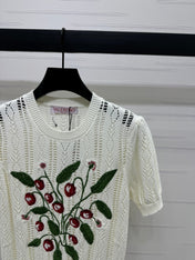 VALENTINO CREW NECK SHORT-SLEEVE KNIT TOP 274956