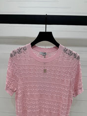 CHANEL 25S HOLLOW KNIT SHORT SLEEVE TOP 264152
