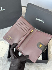 CHANEL 25S MULTI PURPOSE PASSPORT WALLET 15 IN BLACK CALFSKIN GOLD HARDWARE