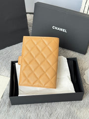 CHANEL 25S MULTI PURPOSE PASSPORT WALLET 15 IN GOLDEN CARAMEL CALFSKIN GOLD HARDWARE