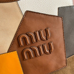 MIUMIU 26S IVY TOTE BAG 60 IN  COGNAC CALFSKIN PATCHWORK GOLD HARDWARE