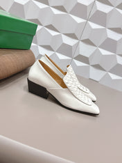 BOTTEGA VENETA 26S VENTURA LOAFERS 40 MM IN WHITE INTRECCIATO CALFSKIN