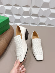 BOTTEGA VENETA 26S VENTURA LOAFERS 40 MM IN WHITE INTRECCIATO CALFSKIN