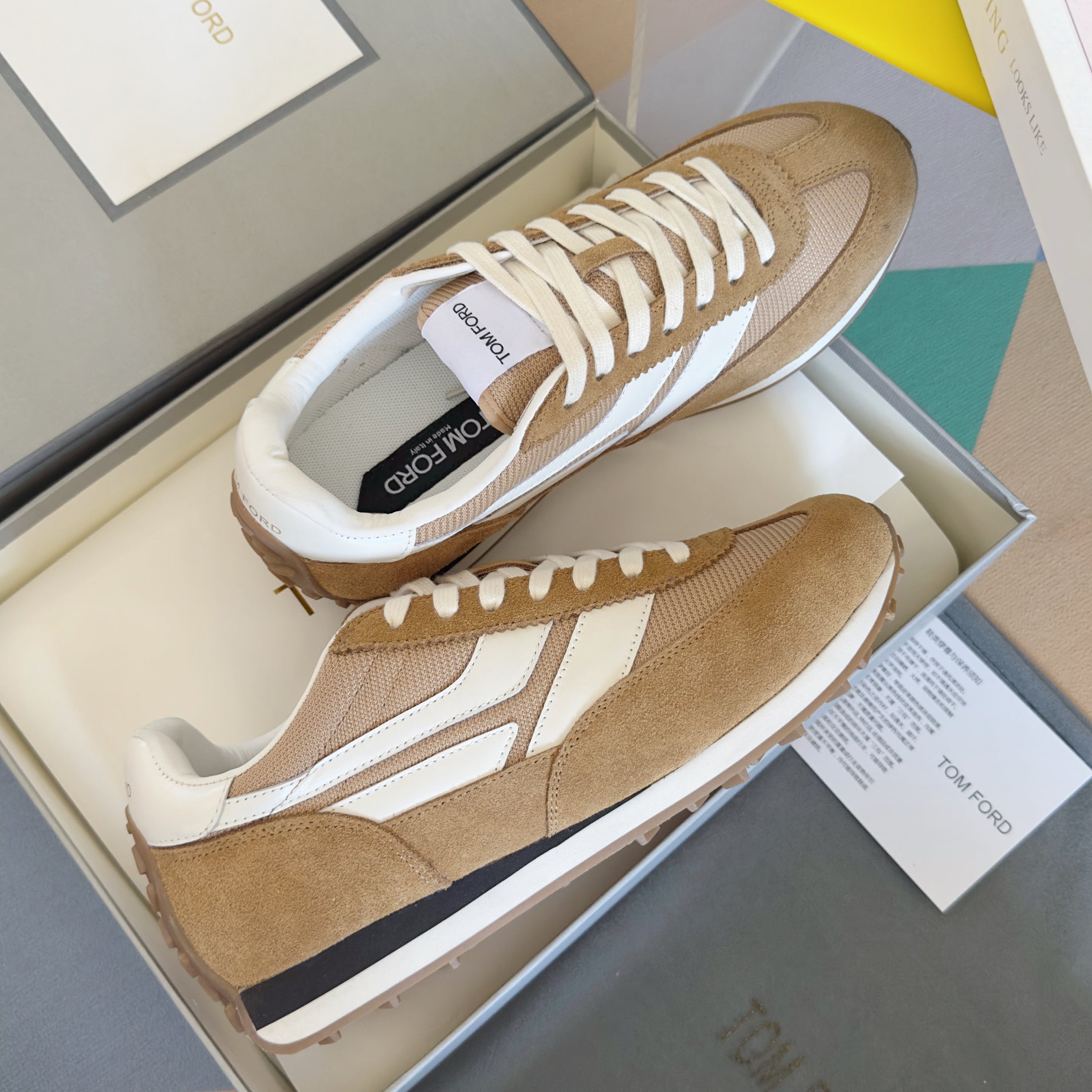 TOM FORD 26S SNEAKERS IN LIGHT BROWN SUEDE