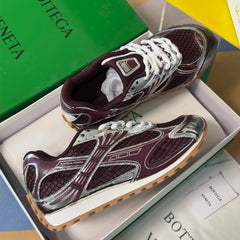BOTTEGA VENETA 26S SNEAKERS IN DARK RED AND SILVER TPU MATERIAL