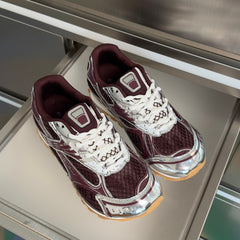 BOTTEGA VENETA 26S SNEAKERS IN DARK RED AND SILVER TPU MATERIAL