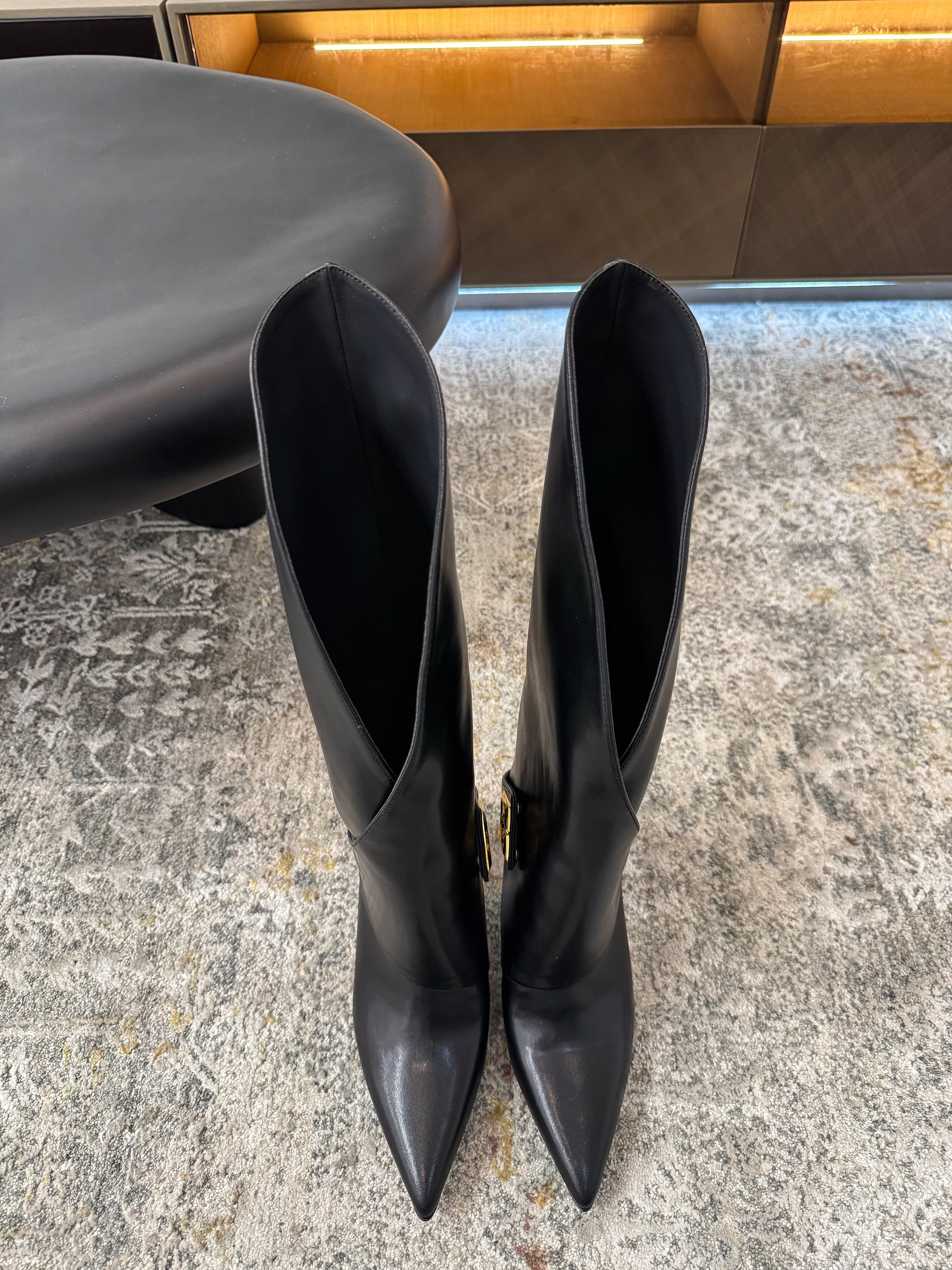 BALMAIN 26S BOOT 95 MM IN BLACK CALFSKIN