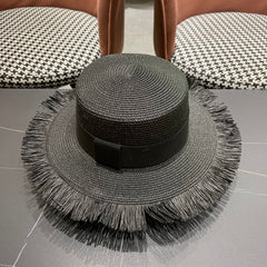 WIDE BRIM HAT MODEL 651883 IN BLACK WOVEN STRAW