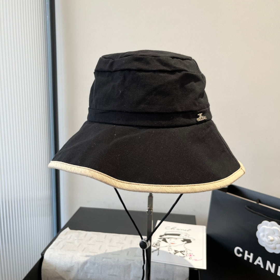 BUCKET HAT MODEL 651983 IN BLACK SLUB FABRIC
