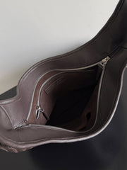 BOTTEGA VENETA 25S LARGE VENETO BAG 38 IN DARK BROWN CALFSKIN SILVER HARDWARE